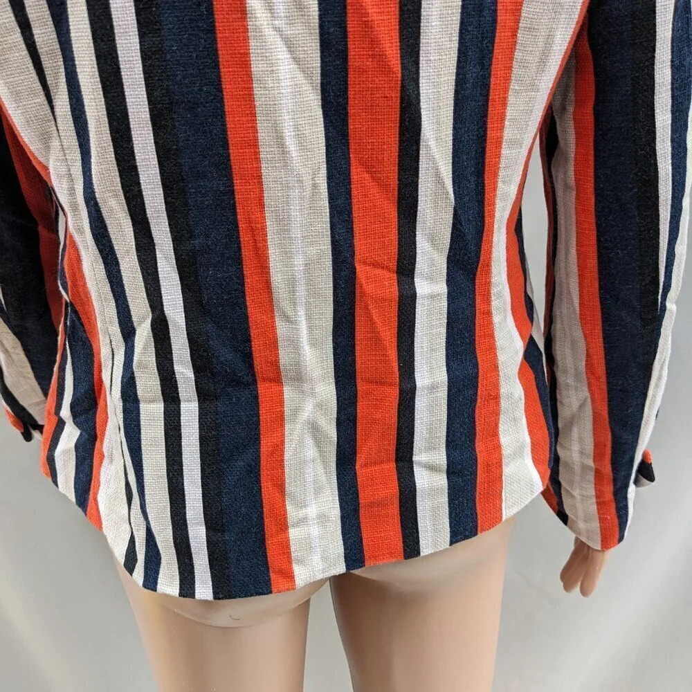 Jones New York Double Breasted Striped Blazer Jacket 8 Career Nautical Tailored - Picture 11 of 14